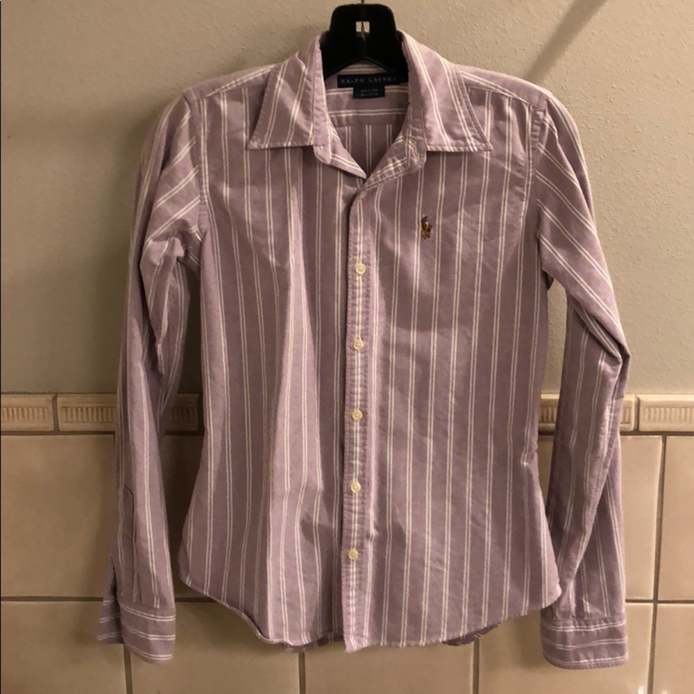 New vintage Ralph Lauren 100% cotton button down striped tailored oxford shirt